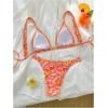 imageWomens 2 Piece Floral Bikini Sets Triangle Spaghetti Strap Bathing Suit Padded Cut Out SwimsuitOrange