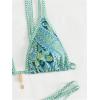 imageWomens 2 Piece Floral Boho Bikini Sets Cut Out Spaghetti Strap Bathing Suit Vacation SwimsuitBlue