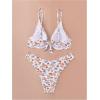 imageWomens 2 Piece Floral High Cut Bikini Sets Smocked Tie Back Underwire Bathing Suit Boho SwimsuitMulticolor