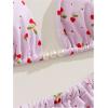 imageWomens 2 Piece Graphic Bikini Set Floral Cherry Print Triangle Swimsuit Cute Bathing SuitPink