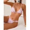 imageWomens 2 Piece Graphic Bikini Set Floral Cherry Print Triangle Swimsuit Cute Bathing SuitPink