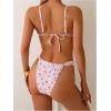 imageWomens 2 Piece Graphic Bikini Set Floral Cherry Print Triangle Swimsuit Cute Bathing SuitPink