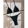 imageWomens 2 Piece High Cut Swimsuit Halter Triangle Ruched Bikini Sets Vacation Bathing SuitBlack