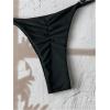 imageWomens 2 Piece High Cut Swimsuit Halter Triangle Ruched Bikini Sets Vacation Bathing SuitBlack