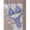 imageWomens 2 Piece High Cut Swimsuit Halter Triangle Ruched Bikini Sets Vacation Bathing SuitBlue and White