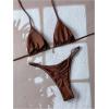 imageWomens 2 Piece High Cut Swimsuit Halter Triangle Ruched Bikini Sets Vacation Bathing SuitCoffee Brown