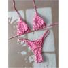 imageWomens 2 Piece High Cut Swimsuit Halter Triangle Ruched Bikini Sets Vacation Bathing SuitFloral Pink