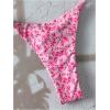imageWomens 2 Piece High Cut Swimsuit Halter Triangle Ruched Bikini Sets Vacation Bathing SuitFloral Pink