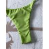 imageWomens 2 Piece High Cut Swimsuit Halter Triangle Ruched Bikini Sets Vacation Bathing SuitLight Green