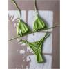 imageWomens 2 Piece High Cut Swimsuit Halter Triangle Ruched Bikini Sets Vacation Bathing SuitLight Green
