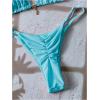 imageWomens 2 Piece High Cut Swimsuit Halter Triangle Ruched Bikini Sets Vacation Bathing SuitPure Blue