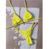 imageWomens 2 Piece High Cut Swimsuit Halter Triangle Ruched Bikini Sets Vacation Bathing SuitPure Yellow