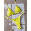 imageWomens 2 Piece High Cut Swimsuit Halter Triangle Ruched Bikini Sets Vacation Bathing SuitPure Yellow