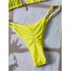 imageWomens 2 Piece High Cut Swimsuit Halter Triangle Ruched Bikini Sets Vacation Bathing SuitPure Yellow