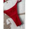 imageWomens 2 Piece High Cut Swimsuit Halter Triangle Ruched Bikini Sets Vacation Bathing SuitRed Violet