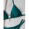 imageWomens 2 Piece High Cut Swimsuit Halter Triangle Ruched Bikini Sets Vacation Bathing SuitTeal Blue