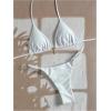 imageWomens 2 Piece High Cut Swimsuit Halter Triangle Ruched Bikini Sets Vacation Bathing SuitWhite