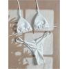 imageWomens 2 Piece High Cut Swimsuit Halter Triangle Ruched Bikini Sets Vacation Bathing SuitWhite