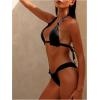 imageWomens 2 Piece Knot Swimsuit Backless Halter String Bikini Bathing Suit Vacation Cruise OutfitBlack