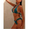 imageWomens 2 Piece Knot Swimsuit Backless Halter String Bikini Bathing Suit Vacation Cruise OutfitTeal Blue