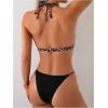 imageWomens 2 Piece Leopard Bathing Suit Halter High Cut Bikini Sets Triangle SwimsuitBlack