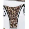 imageWomens 2 Piece Leopard Print Micro Bikini Sets Halter Backless String Bathing Suit Tie Side SwimsuitBrown