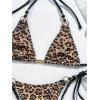 imageWomens 2 Piece Leopard Print Micro Bikini Sets Halter Backless String Bathing Suit Tie Side SwimsuitBrown