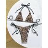 imageWomens 2 Piece Leopard Print Micro Bikini Sets Halter Backless String Bathing Suit Tie Side SwimsuitBrown