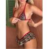 imageWomens 2 Piece Leopard Ruffle Bikini Sets Triangle Halter Y2k Swimsuit Contrast Trim Bathing SuitMulticolor