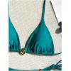 imageWomens 2 Piece String Bikini Sets Metal Applique Triangle Halter Bathing Suit Beach SwimwearTeal Blue