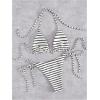 imageWomens 2 Piece Striped Bathing Suit Halter Triangle Tie Side Bikini Sets Vacation Summer SwimsuitBlack White