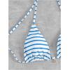 imageWomens 2 Piece Striped Bathing Suit Halter Triangle Tie Side Bikini Sets Vacation Summer SwimsuitBlue White