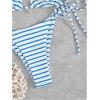 imageWomens 2 Piece Striped Bathing Suit Halter Triangle Tie Side Bikini Sets Vacation Summer SwimsuitBlue White