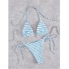 imageWomens 2 Piece Striped Bathing Suit Halter Triangle Tie Side Bikini Sets Vacation Summer SwimsuitBlue White