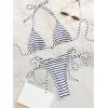 imageWomens 2 Piece Striped Bathing Suit Halter Triangle Tie Side Bikini Sets Vacation Summer SwimsuitBlue and White