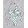 imageWomens 2 Piece Striped Bathing Suit Halter Triangle Tie Side Bikini Sets Vacation Summer SwimsuitGreen White
