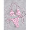 imageWomens 2 Piece Striped Bathing Suit Halter Triangle Tie Side Bikini Sets Vacation Summer SwimsuitPink