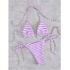 imageWomens 2 Piece Striped Bathing Suit Halter Triangle Tie Side Bikini Sets Vacation Summer SwimsuitPurple White
