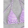 imageWomens 2 Piece Striped Bathing Suit Halter Triangle Tie Side Bikini Sets Vacation Summer SwimsuitPurple White