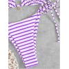 imageWomens 2 Piece Striped Bathing Suit Halter Triangle Tie Side Bikini Sets Vacation Summer SwimsuitPurple White
