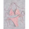 imageWomens 2 Piece Striped Bathing Suit Halter Triangle Tie Side Bikini Sets Vacation Summer SwimsuitRed White