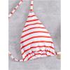 imageWomens 2 Piece Striped Bathing Suit Halter Triangle Tie Side Bikini Sets Vacation Summer SwimsuitRed White