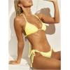 imageWomens 2 Piece Striped Bathing Suit Halter Triangle Tie Side Bikini Sets Vacation Summer SwimsuitYellow