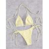 imageWomens 2 Piece Striped Bathing Suit Halter Triangle Tie Side Bikini Sets Vacation Summer SwimsuitYellow