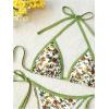 imageWomens 2 Piece Striped Floral Bikini Set Halter Triangle Swimsuit Tie Side Swimsuit BeachwearGreen