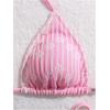 imageWomens 2 Piece Striped Floral Bikini Set Halter Triangle Swimsuit Tie Side Swimsuit BeachwearPink
