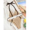 imageWomens 2 Piece Swimsuit High Cut Bikini Sets Color Block Halter Triangle Swimwear Backless Beach Bathing SuitBrown