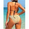 imageWomens 2 Piece Swimsuit High Cut Bikini Sets Color Block Halter Triangle Swimwear Backless Beach Bathing SuitBrown