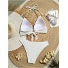 imageWomens 2 Piece Swimsuit Set Shell Ring Linked Push Up Bikini Textured Halter Bathing SuitWhite