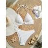 imageWomens 2 Piece Swimsuit Set Shell Ring Linked Push Up Bikini Textured Halter Bathing SuitWhite